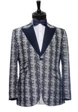 Costum ceremonie cu sacou gri snake print